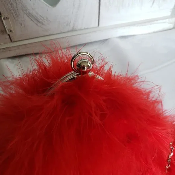 XCITE Red Satin & Feathers Special Occasion Purse - Picture 4 of 12